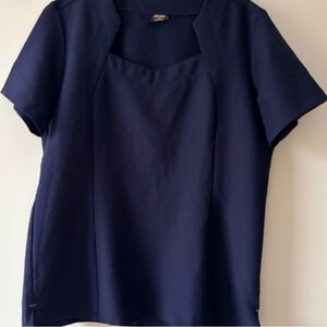 Mango Navy Short Sleeve Blouse